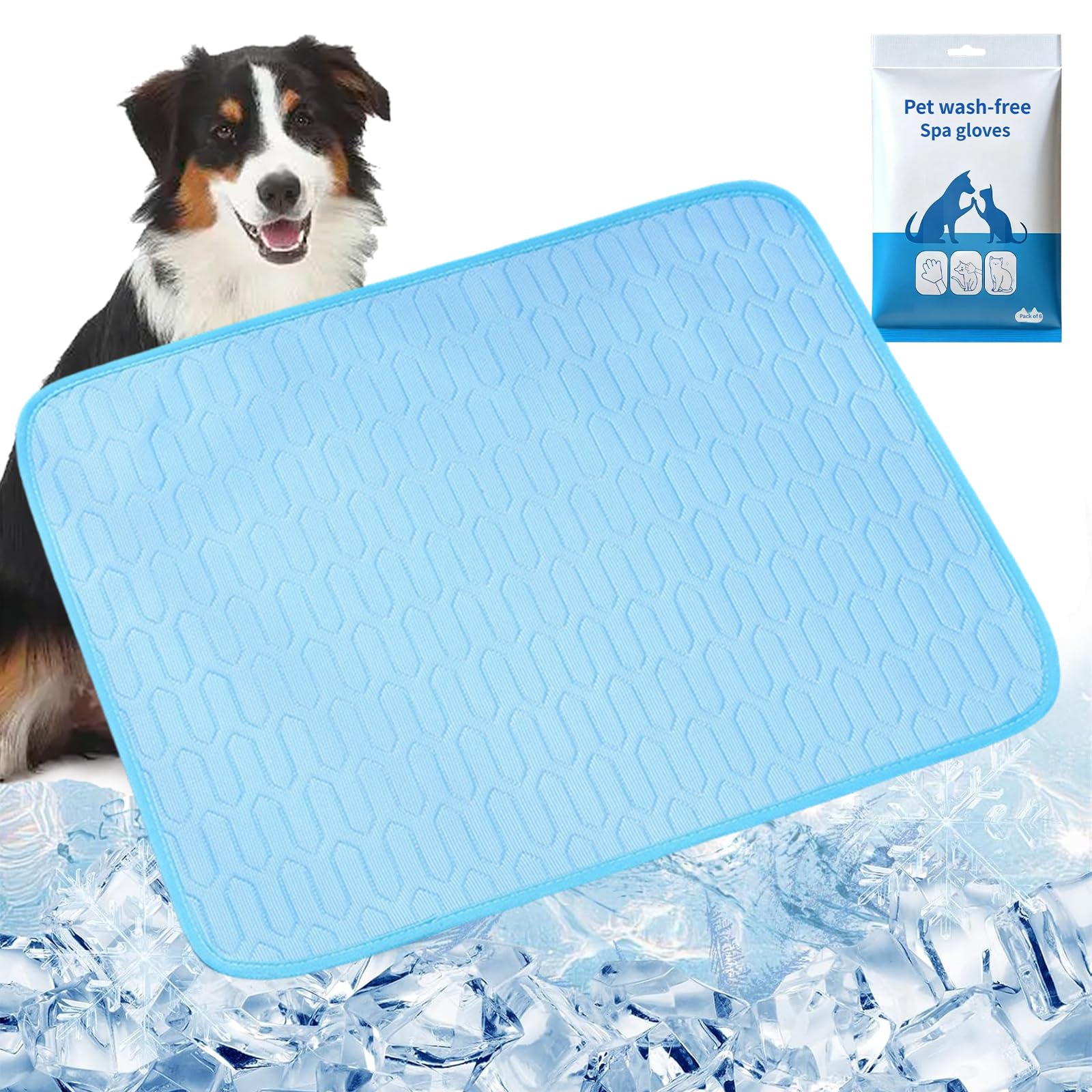 Cats, Durable Anti-Scratch Ice Silk Cooling Pet Bed, Foldable Easy-Clean Pet Latex Pads for Indoor, Outdoor and Car Use ，Blue：XL(100 * 70cm)