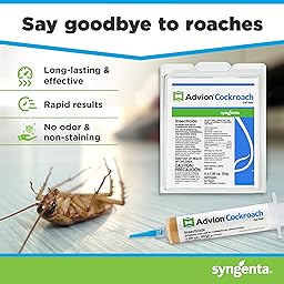 Advion Cockroach Gel Bait, 4 Tubes x 30-Grams, 4 Plunger and 4 Tips, German Roach Insect Pest Control, Indoor and Outdoor Use, Roach Killer Gel for American, German and Other Major Cockroach Species