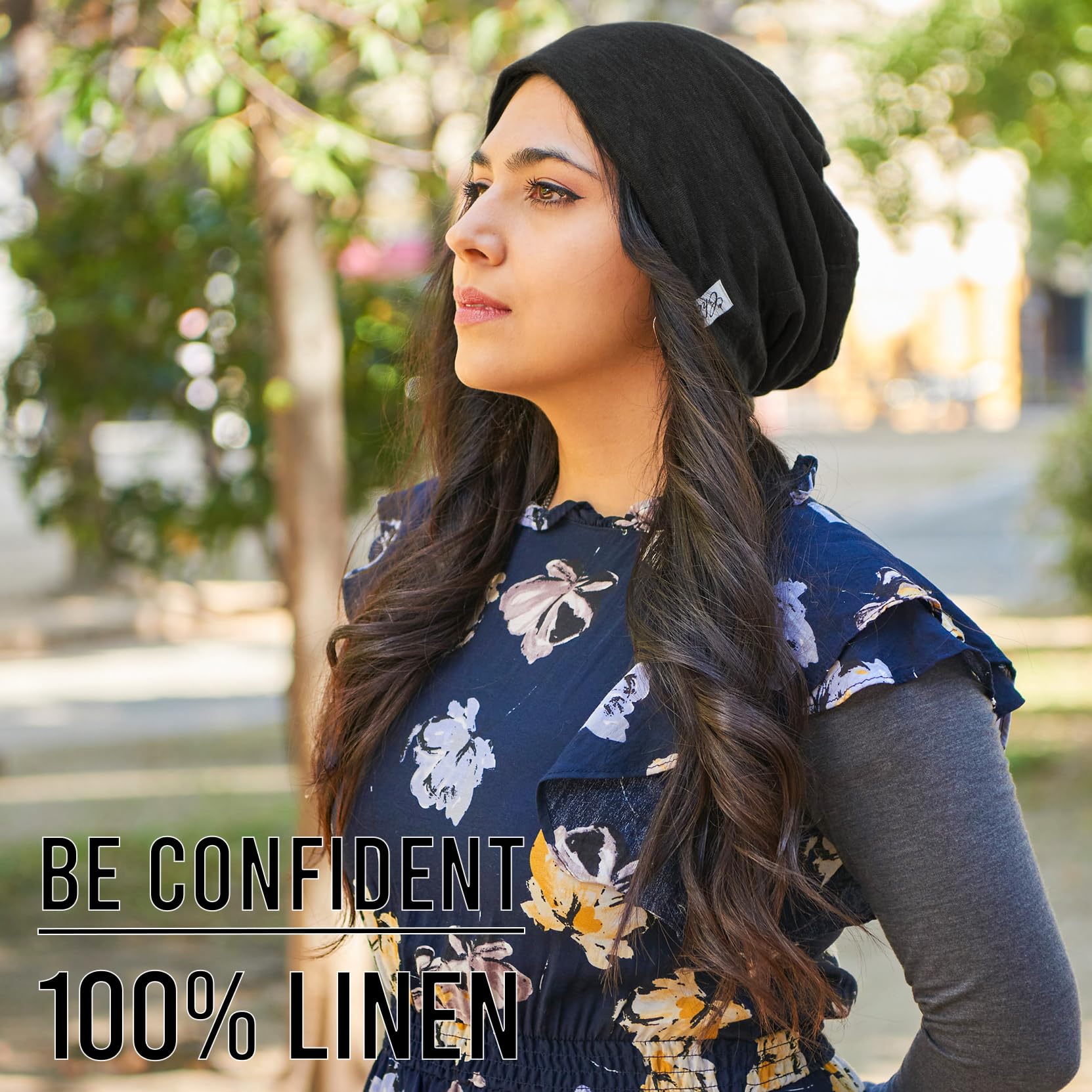 CHARM 100% Lino Beanie Berretto Headband Scaldacollo 3 Usa Estate Cappello Fatto In Giappone Unisex Beige