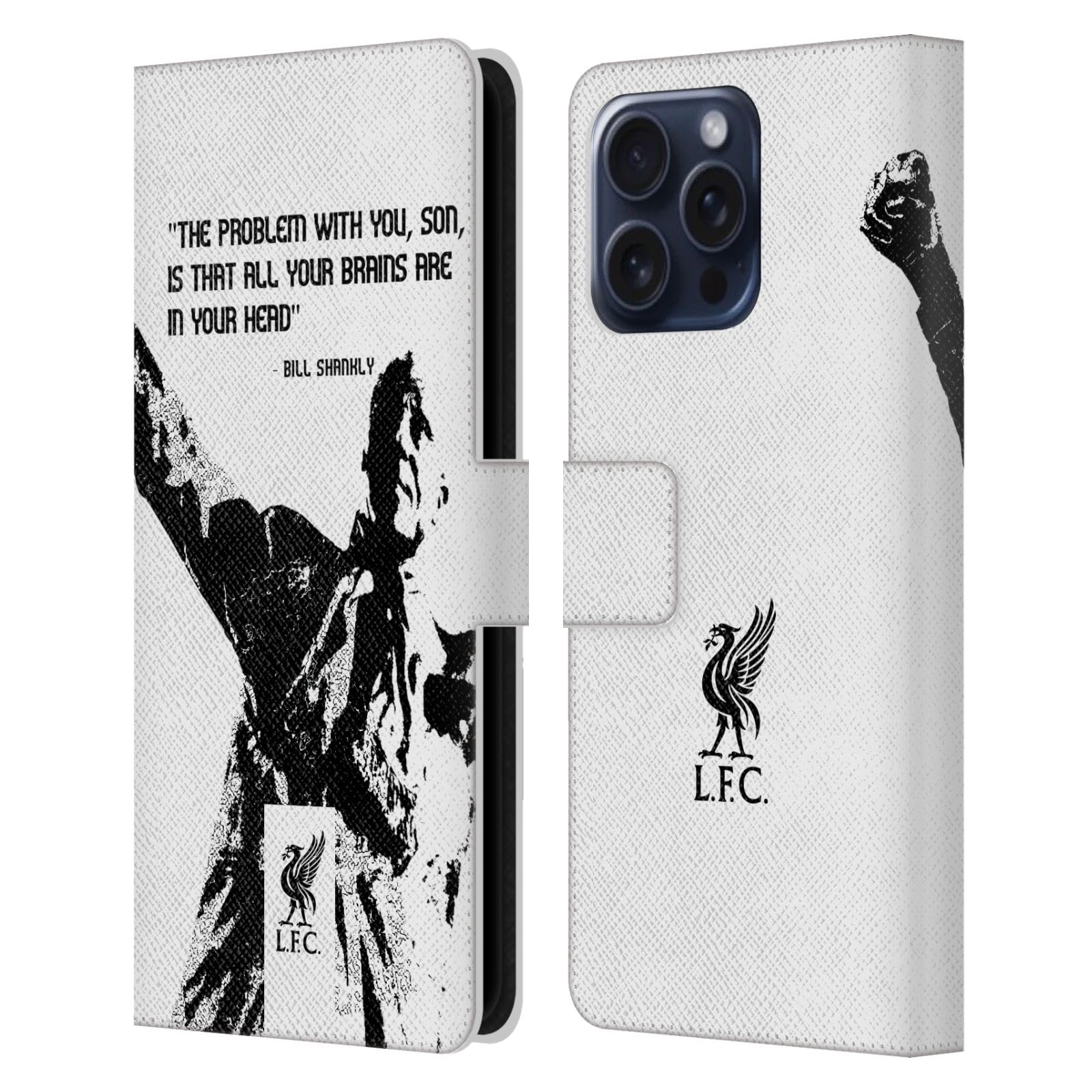 Head Case Designs Officially Licensed Liverpool Football Club Problem White Bill Shankly Quotes Leather Wallet Case Compatible With Apple iPhone 16 Pro Max โ image 1