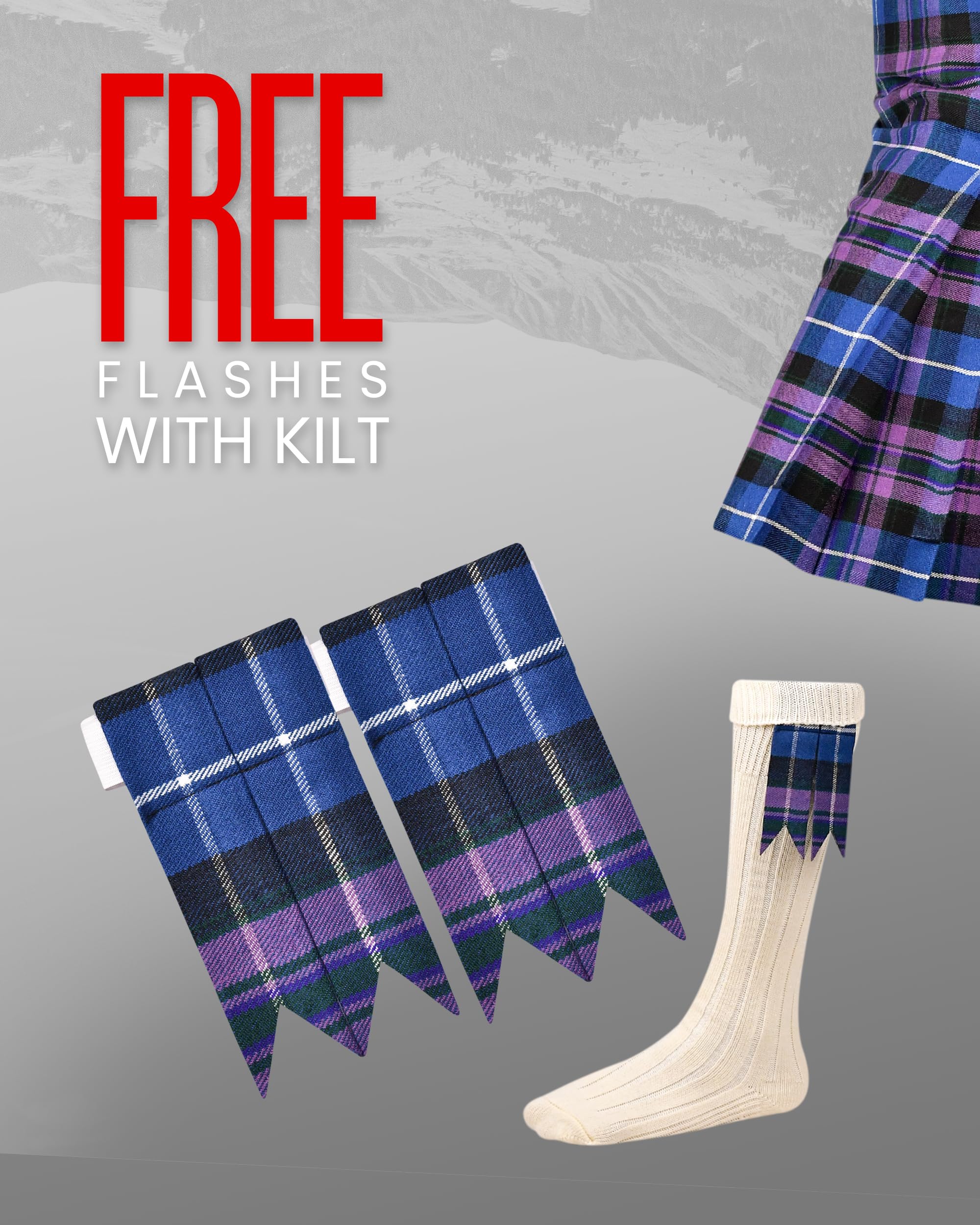 Kilt da Uomo Tradizionale Scozzese Scozzese, 4,5 m, 473 g, in Lana acrilica di Alta qualità