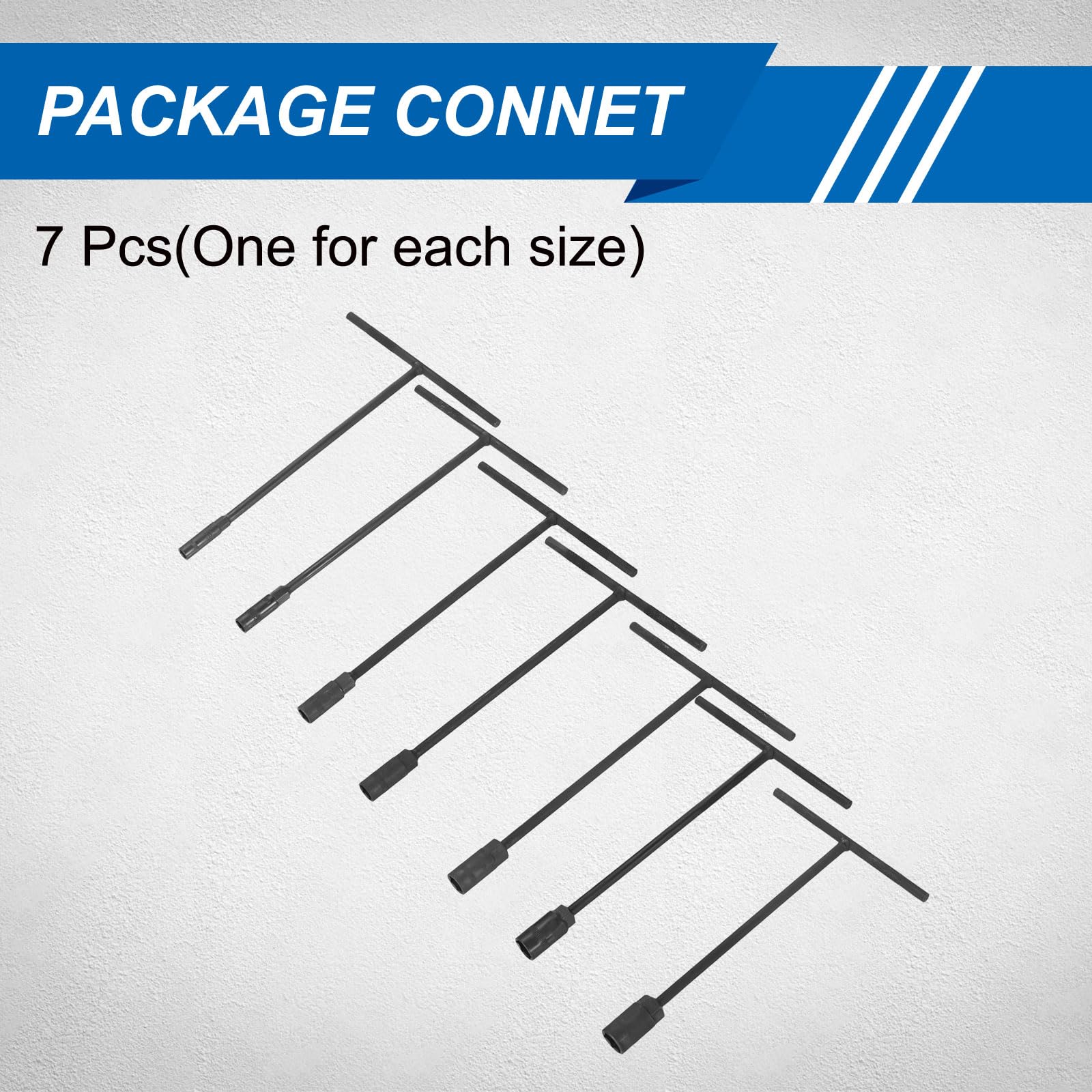 sourcing map 7 chiavi a bussola con impugnatura a T da 8/10/12/13/14/17/19 mm, in acciaio al carbonio ad alto tenore di carbonio, chiavi a bussola con lunga portata, per riparazione moto, bicicletta