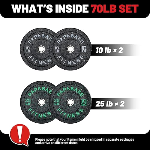 Miniatura 42 de Papababe Placas de peso, juego de placas de pesas de 2 pulgadas, placas de peso de goma protectoras para el suelo, placas de parachoques de 10 a 600