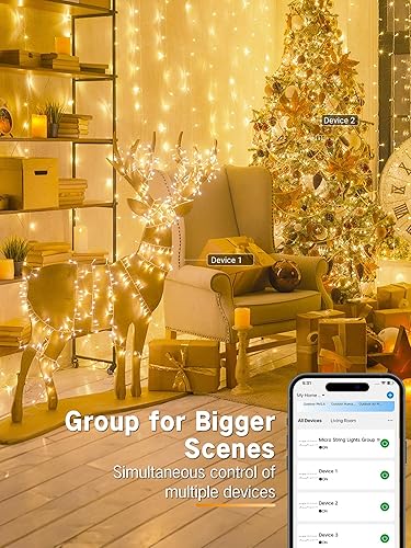 Miniatura 2 de Brizled Luces de Navidad inteligentes, 66 pies, 200 luces LED de color blanco cálido y blanco frío que cambian de color, luces de hadas con control