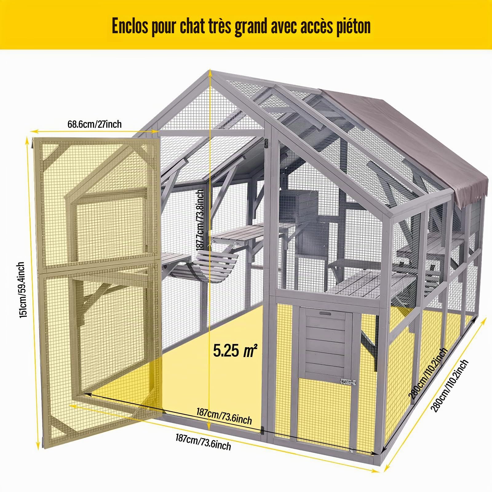 Grande maison pour chat en bois avec ponts et toit