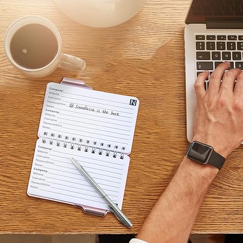 Miniatura 4 de Cuaderno portátil de 2 piezas, organizador de contraseñas, cuaderno elegante con patrón de mandala, libro de contraseñas con bolígrafo, cuaderno