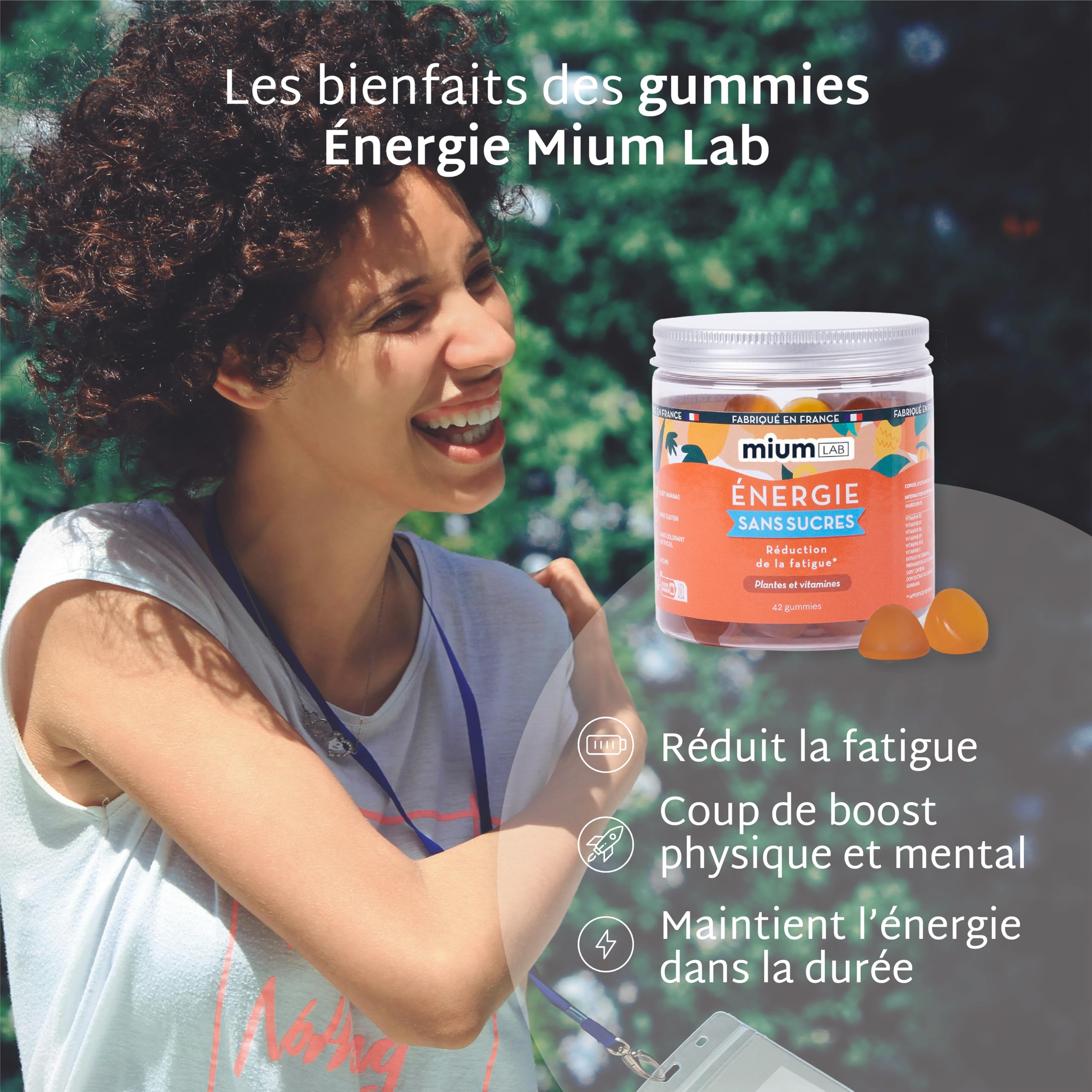 Mium Lab - Énergie : Coup de Boost & Réduction de la Fatigue Physique & Mentale - Plantes Adaptogènes (Guarana & Ginseng) Caféine naturellement présente et Vit C - Cure 21 jours - Fabriqué en France