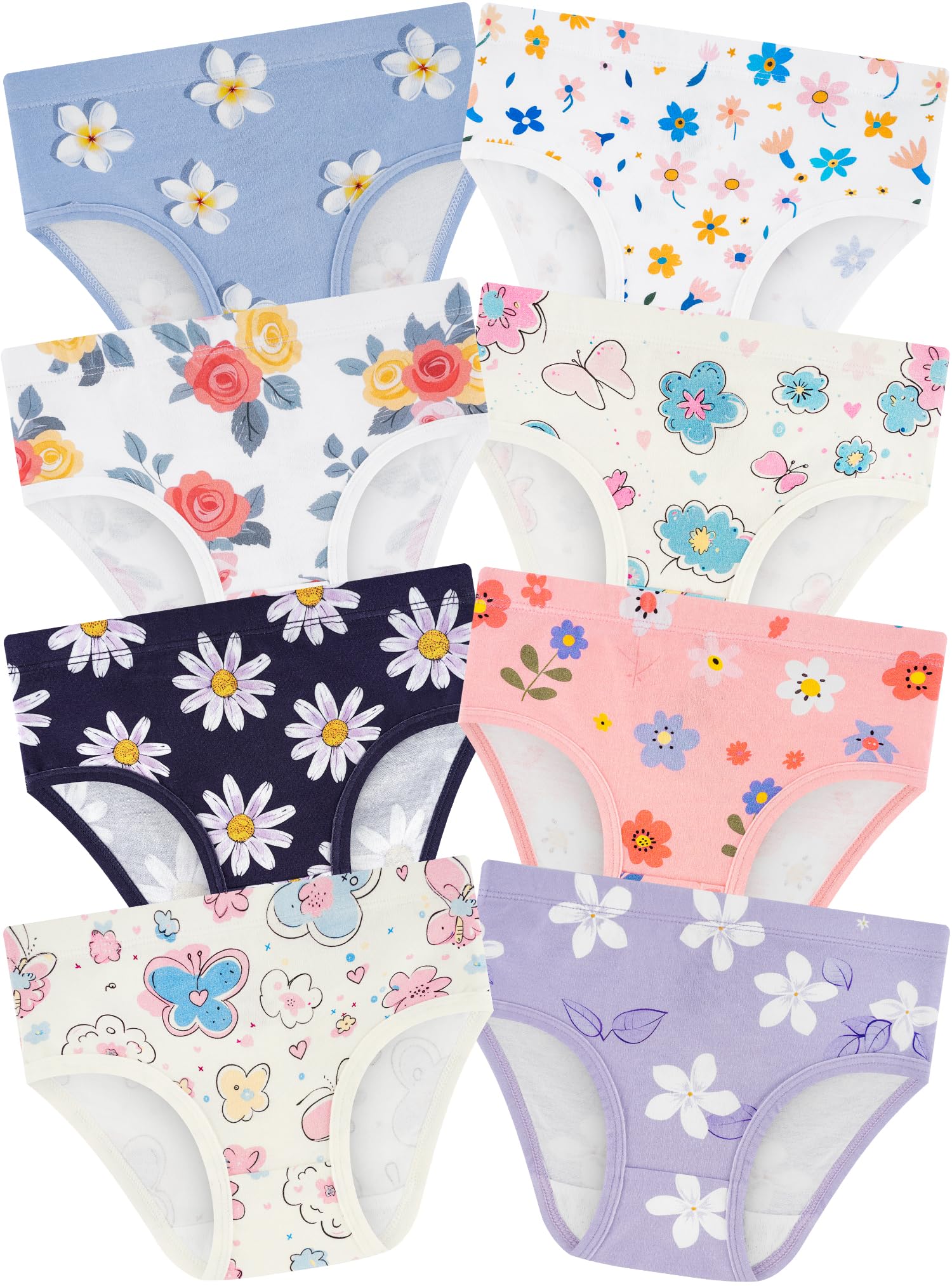 BliBliTaTa Girls' Underwear,Soft Cotton Tagless Panties for Toddlers' & Little Kids' Comfort,Breathable Briefs,8-Pack