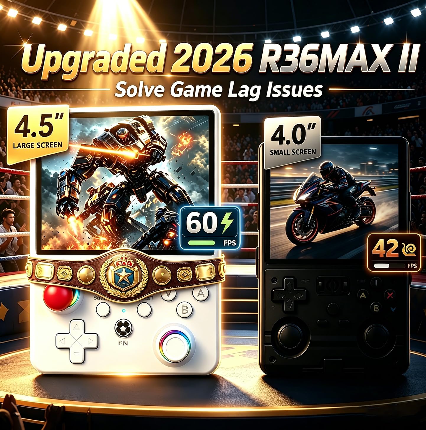 R36MAX Ⅱ 2026 NUOVA console di gioco portatile retrò, schermo IPS ultra grande da 4,5 pollici, console di gioco portatile con scheda TF da 128 G, batteria da 4000 mAh, regalo di intrattenimento di