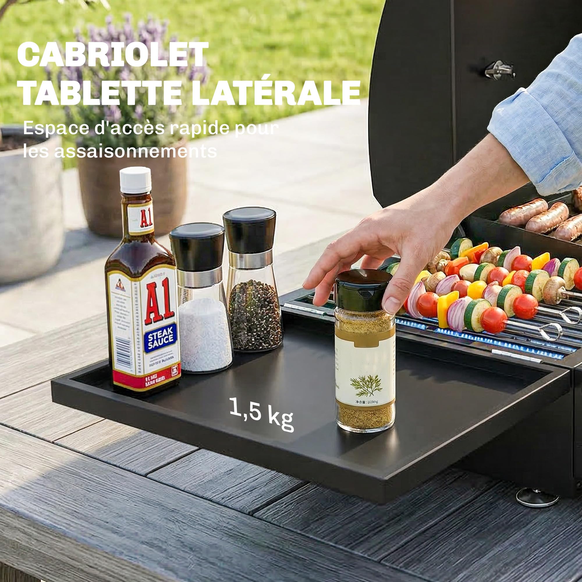 Outsunny Barbecue à Gaz de Table 3 Brûleurs - Combiné Gril et Plancha avec Couvercle et Thermomètre - 7,5 kW Portable pour Camping Balcon Terrasse - Surface de Cuisson 2224 cm², Noir
