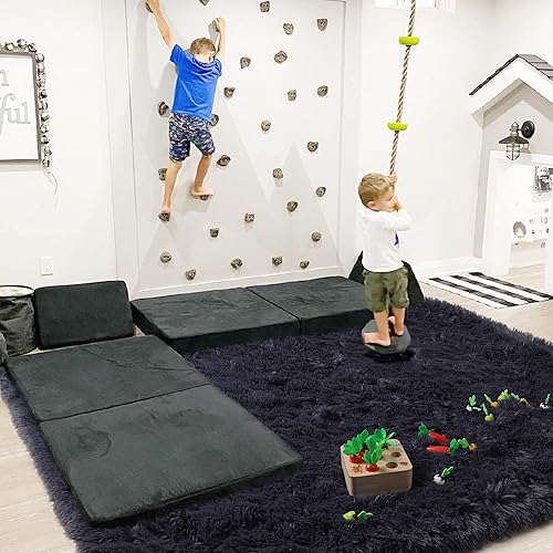 Miniatura 6 de PAGISOFE - Alfombra suave para niños de 4 x 53 pies decoración de guardería habitación y sala de estar color negro