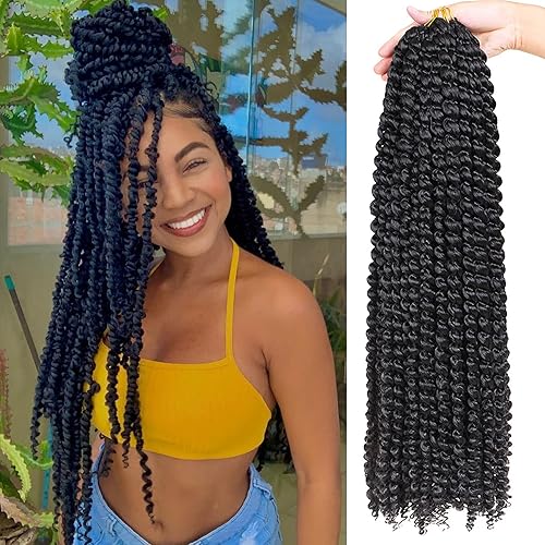 Xtrend 2 Packs Passion Twist Hair 24 Inch Long Water Wave Crochet Braids Hair For Black Women Passion Twists Braiding Hair Long Bohemian Spring Twist Hair Crochet Braids Synthetic Hair Extension(2#)