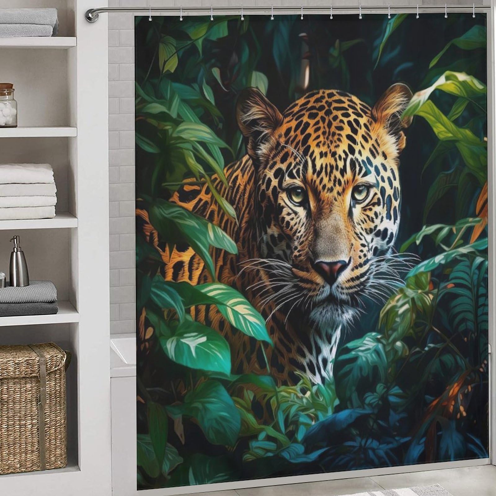 Rideau de douche léopard en tissu polyester haut de gamme 183x183cm