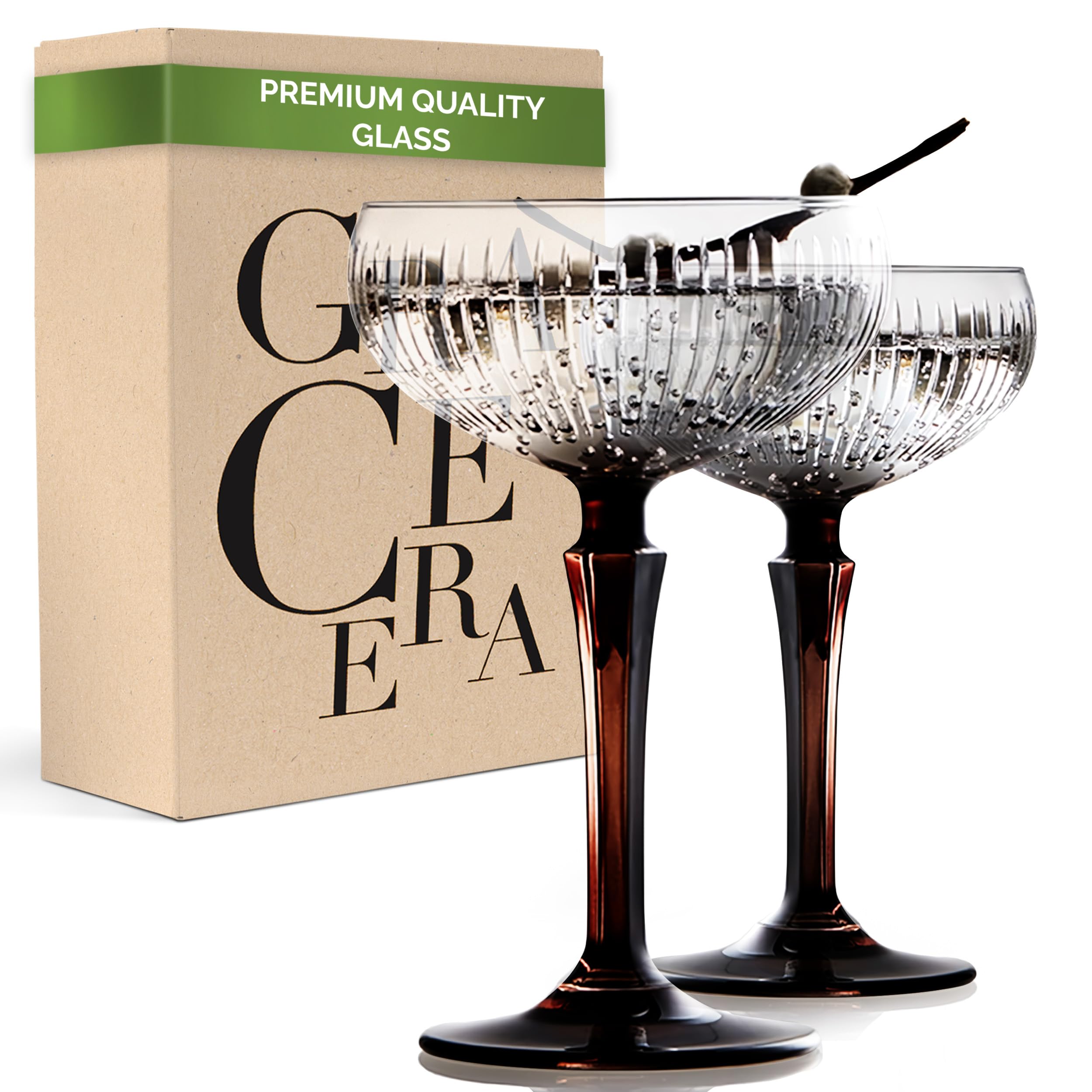Cocktail Glasses with Stem - Crystal Glassware for Bar, Frozen Margaritas, Martini, Mixing Cocktails, Gin and Tonic glasses, Margarita Glasses - Best Gift Idea - Set of 2-8oz