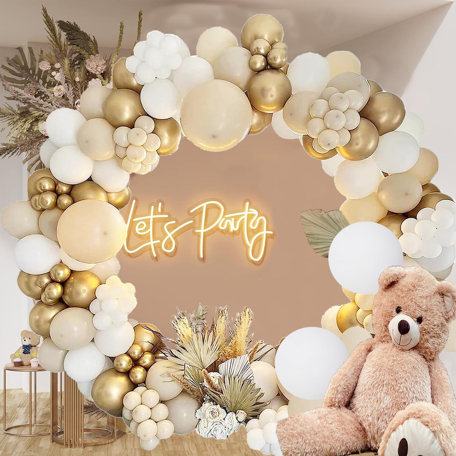 Amazon.com: White Sand Gold Balloon Garland Arch Kit - 121Pcs White ...