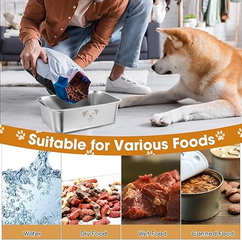 Miniatura 5 de 4 cuencos de agua grandes para perros, cuencos grandes de acero inoxidable extra grandes para perros, cuencos metálicos para mascotas resistentes a