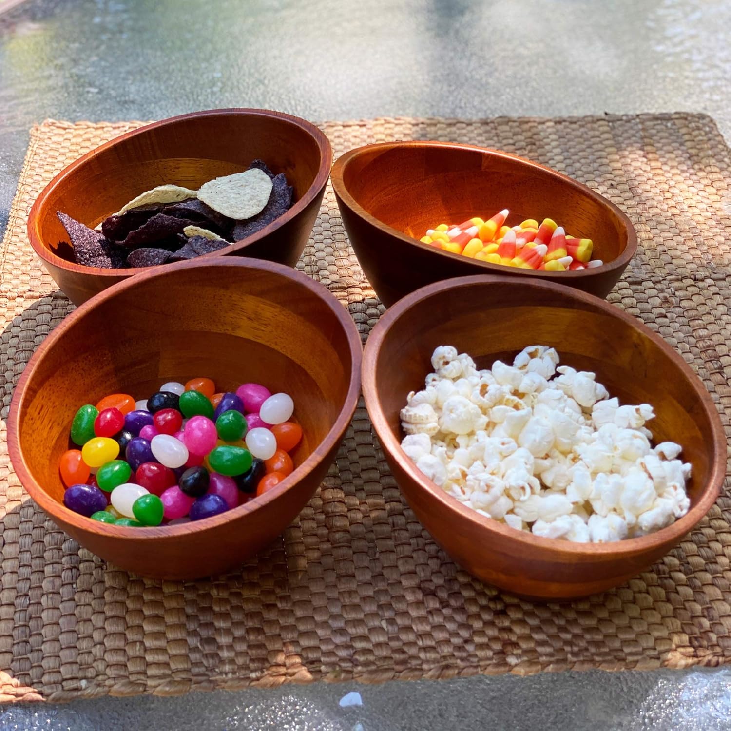 50% оƒƒ Dіѕсоunt Woodard & Charles Set of 4 Individual Wood Serving Bowls for Salad, Snack, Fruit, Chips, or Candy, 7 x 3 1/4, Cherry Stain Tесh Dеаlѕ 🔥 Woodard & Charles Set of 4 Individual Wood Serving Bowls for Salad, Snack, Fruit, Chips, or Candy, 7 x 3 1/4, Cherry Stain