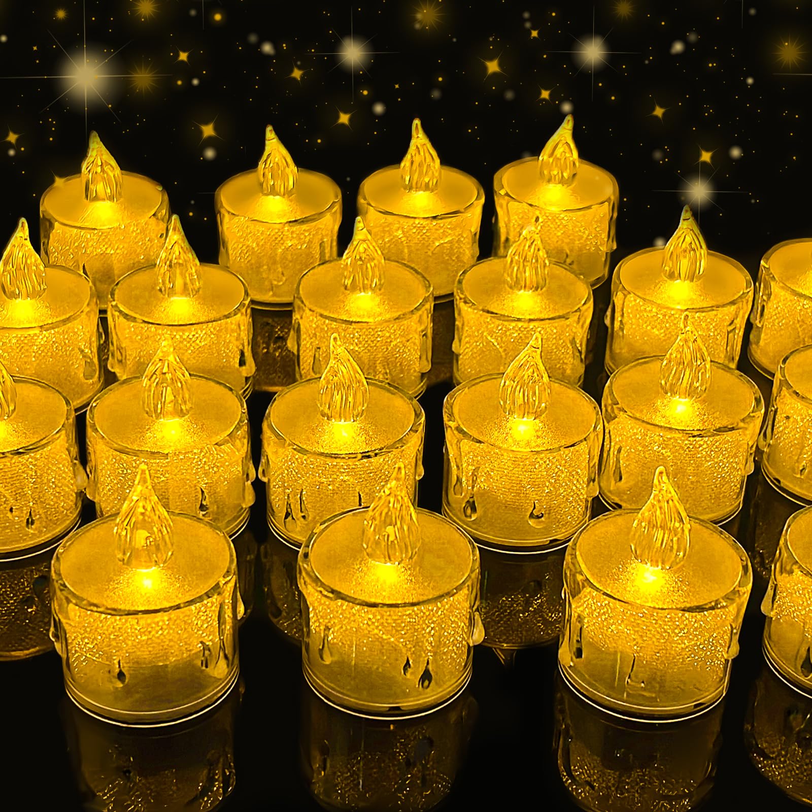 RISVOWO 24 Piezas Velas LED Luces de Té LED sin llama, Velas de té LED, Velas Eléctricas con Luz Parpadeante para Bodas, Fiestas, Vacaciones, Navidad, Halloween, Decoración del Hogar al Aire Libre