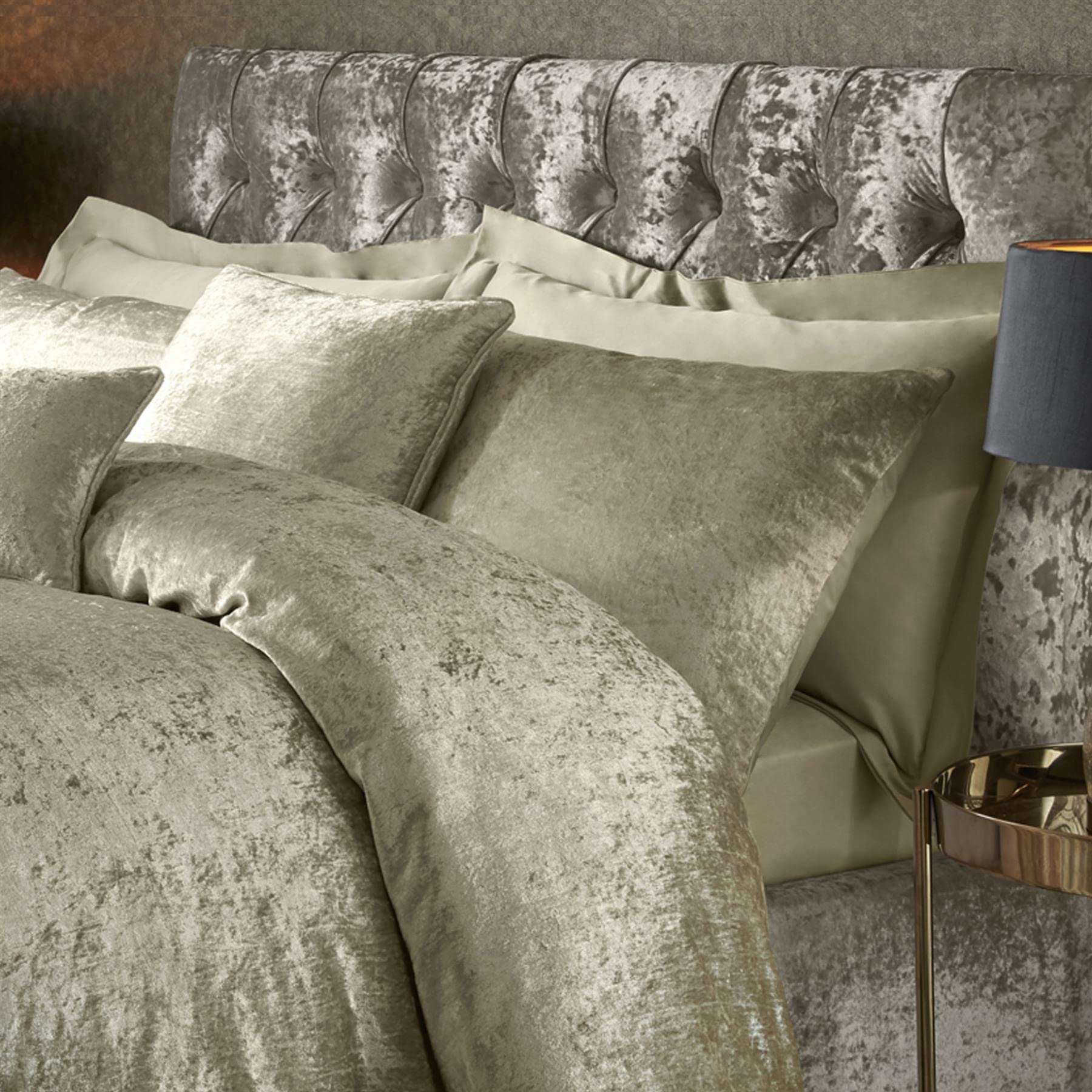 Ed Champagne Luxury Crushed Velvet Duvet Quilt Cover Bedding Linen Set With Housewife Pillowcases Ultra Soft Duvet Cover Set [Single, ]