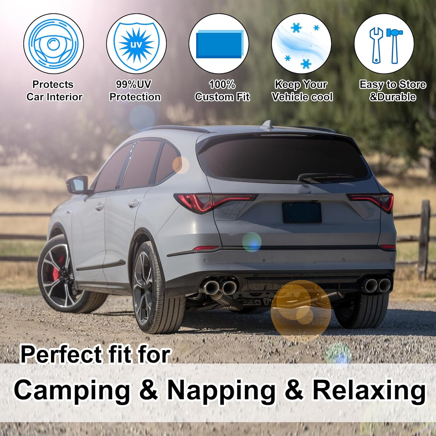 TINGLU Window Shades for Acura MDX 2014-2020 Accessories Car Side Full Windows Rear Triangular Windshield Sun Shade Sun UV Rays Privacy Protection for Camping Napping 8PCS