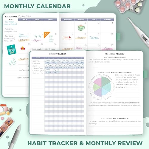 Miniatura 9 de Clever Fox Planificador médico de 12 meses, cuaderno médico, diario de salud, diario de bienestar y libro de registro para rastrear la salud, diario