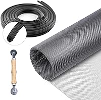 Vista 6 de Kit de reparación de pantalla para ventanas y puertas, pantallas de fibra de vidrio ajustables de 48 x 100 pulgadas con herramienta rodante y ranura