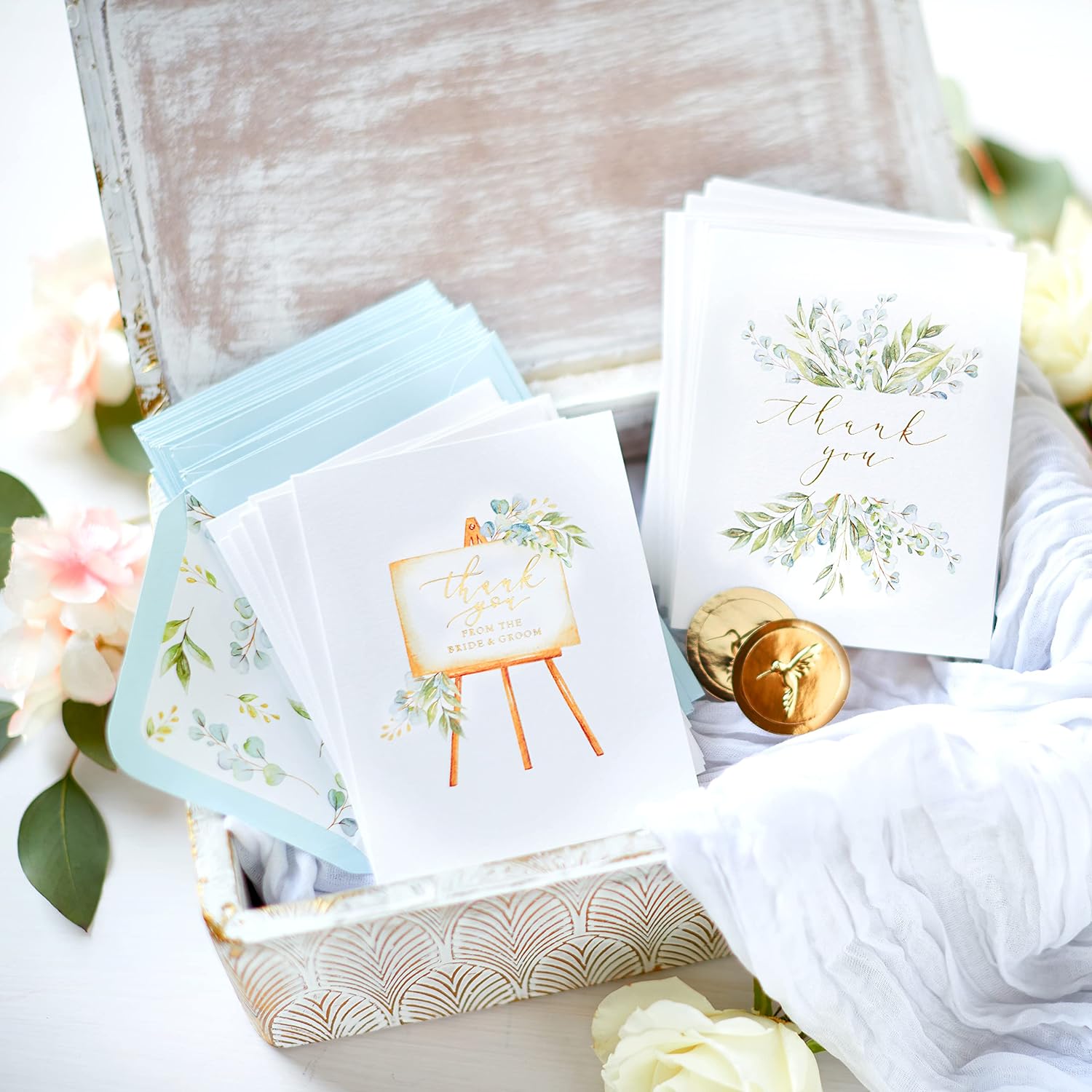 Papyrus Blank Wedding Thank You Cards with Envelopes, Floral (20-Count)