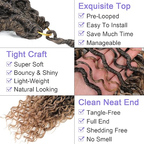 Miniatura 3 de Goddess Locs - Extensiones de cabello de ganchillo de 24 pulgadas, 8 paquetes de extensiones de cabello sintético de río preenrolladas para mujer,