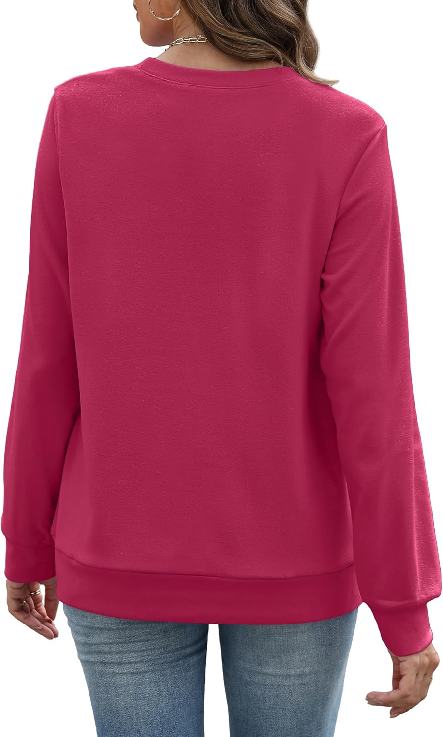 RUMIA Crewneck Fall Sweatshirts for Women Trendy- Women's Plain Long Sleeve Pullover Tops with Pockets Fashion - Image 5