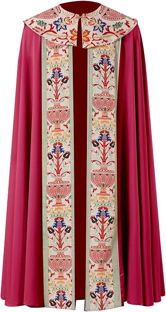 Catholic Clergy Chasuble with Tassel Pendant, Unisex Church Priest Vestments Celebrant Cope Mass Robe, 4 Colors