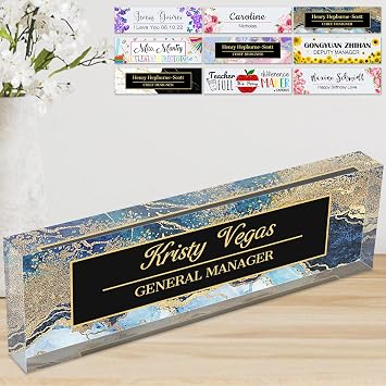 Desk Name Plate Personalized | Custom Name Plate for Desk | Customize Acrylic Name Plate Office Desk Accessories | Office Gifts for Boss Nurse Teacher, Employee Appreciation Gifts