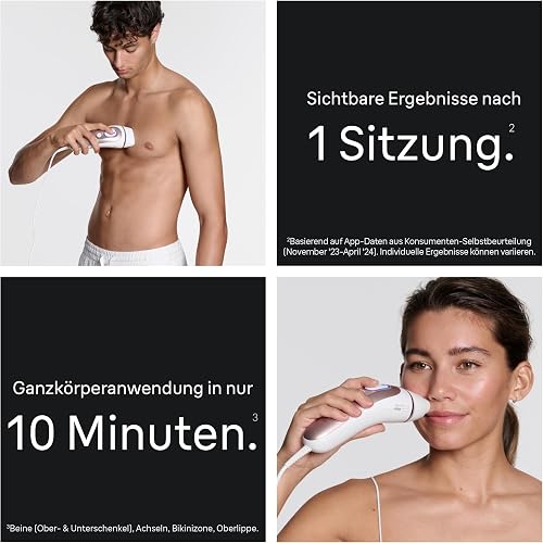 Braun i·Expert Smart Skin Pulsed Light, Laser Hair Removal at Home, Permanent Hair Reduction, with Free App, Toiletry Bag, Mini Facial Epilator, Venus Razor, 4 Smart Heads, PL7442 - 4