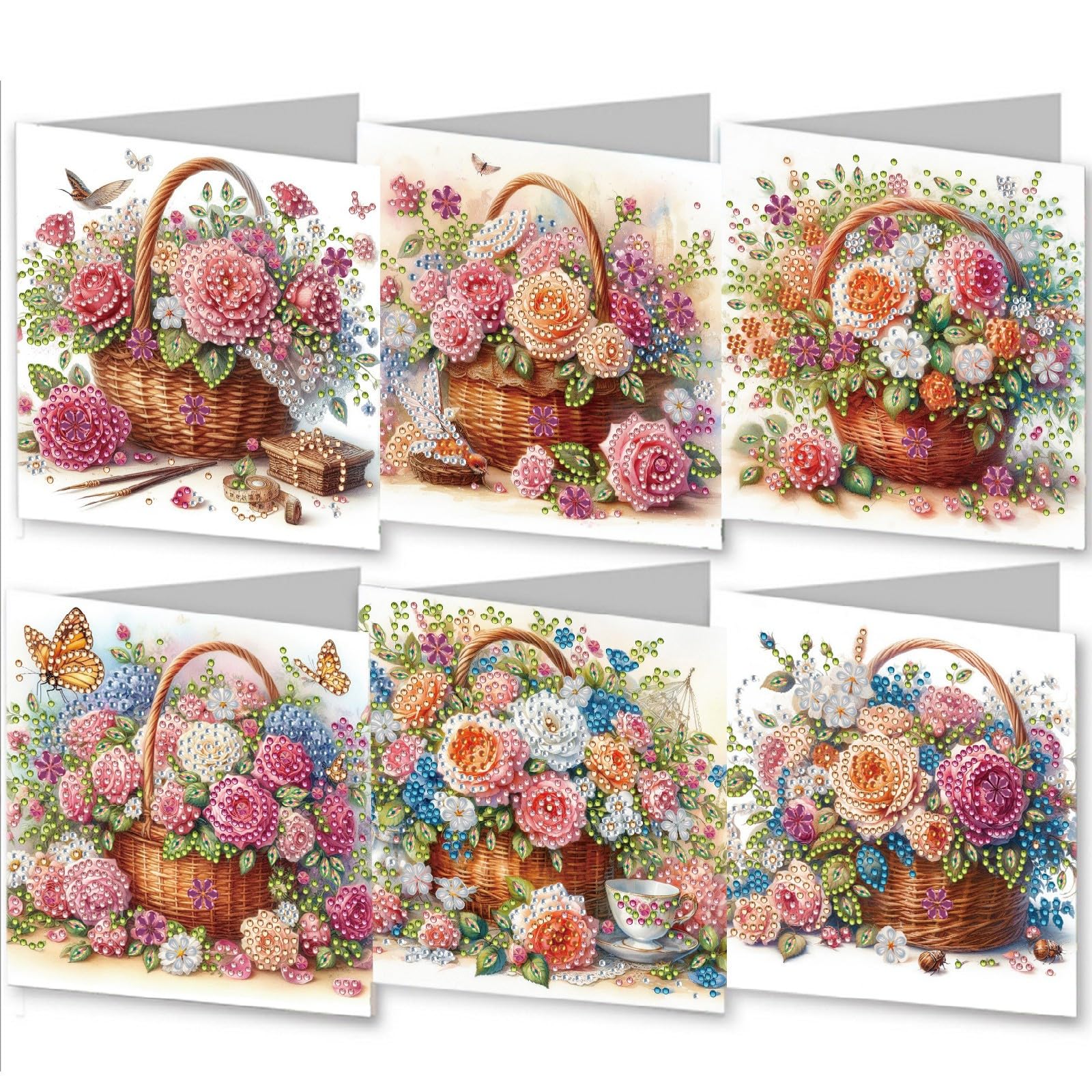 BAYUNOE 6Pcs Greeting Card DIY Diamond Art Painting Greeting Cards Special Shaped Diamond Blessing Folding Card Kit Arts Crafts for Birthday