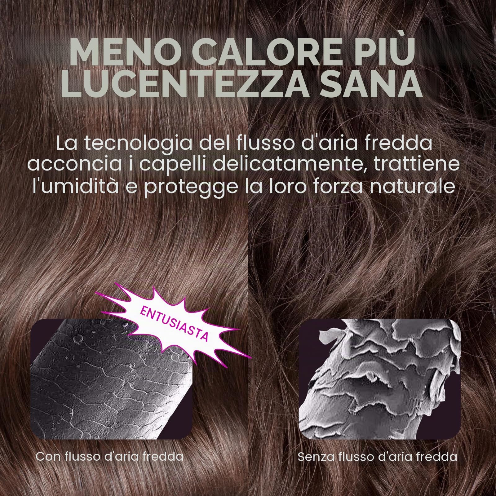 Wavytalk Cool Curl Pencil Piastra Capelli, Arricciacapelli e Mini Piastra per Capelli 3 in 1 con aria fredda 360°, per capelli corti, frangia e volume radici