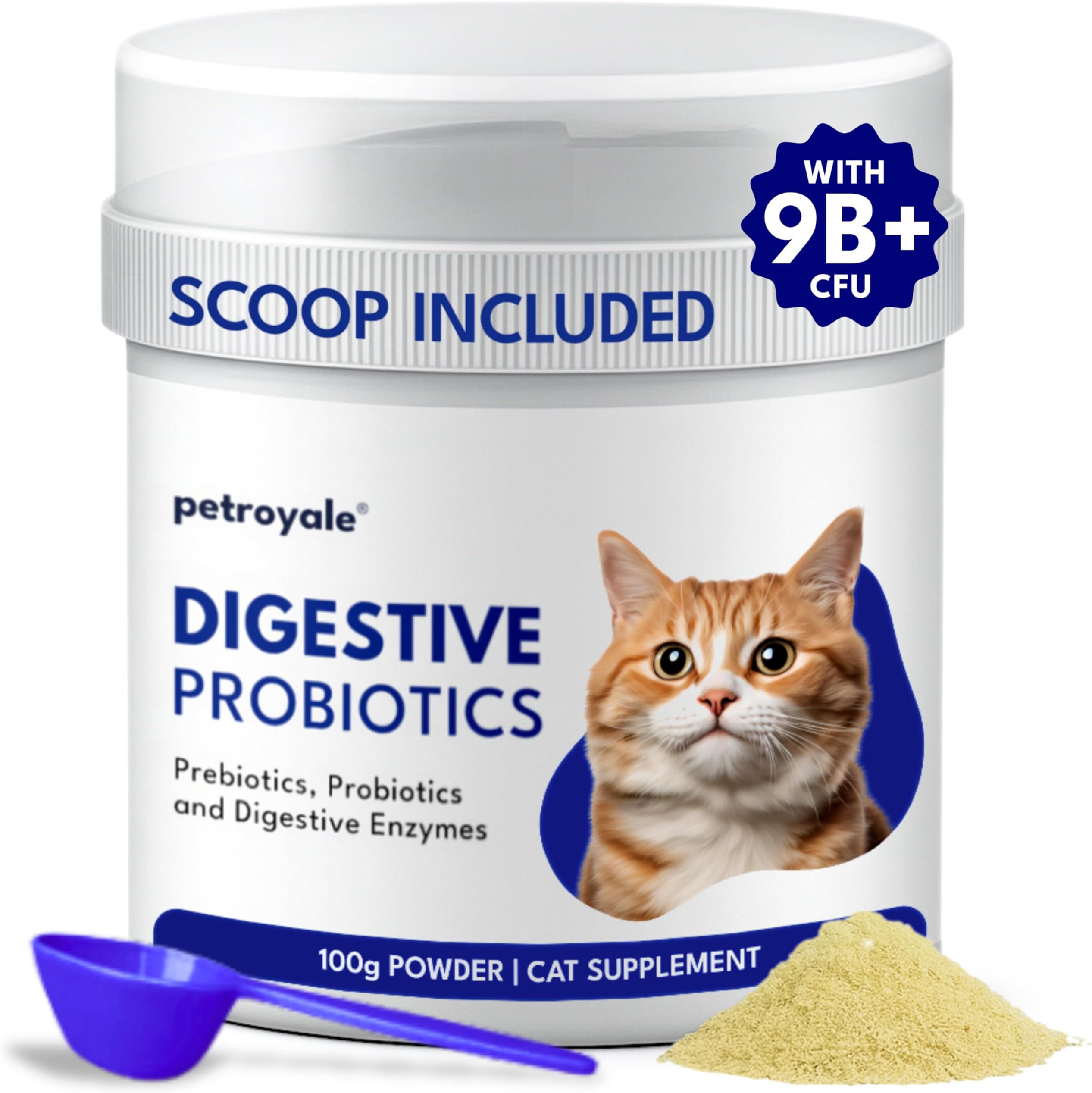 Petroyale Cat Digestive Probiotics - Prebiotics & Supplement Prevents Diarrhea Improves Gut Health for Digestion 100 gm