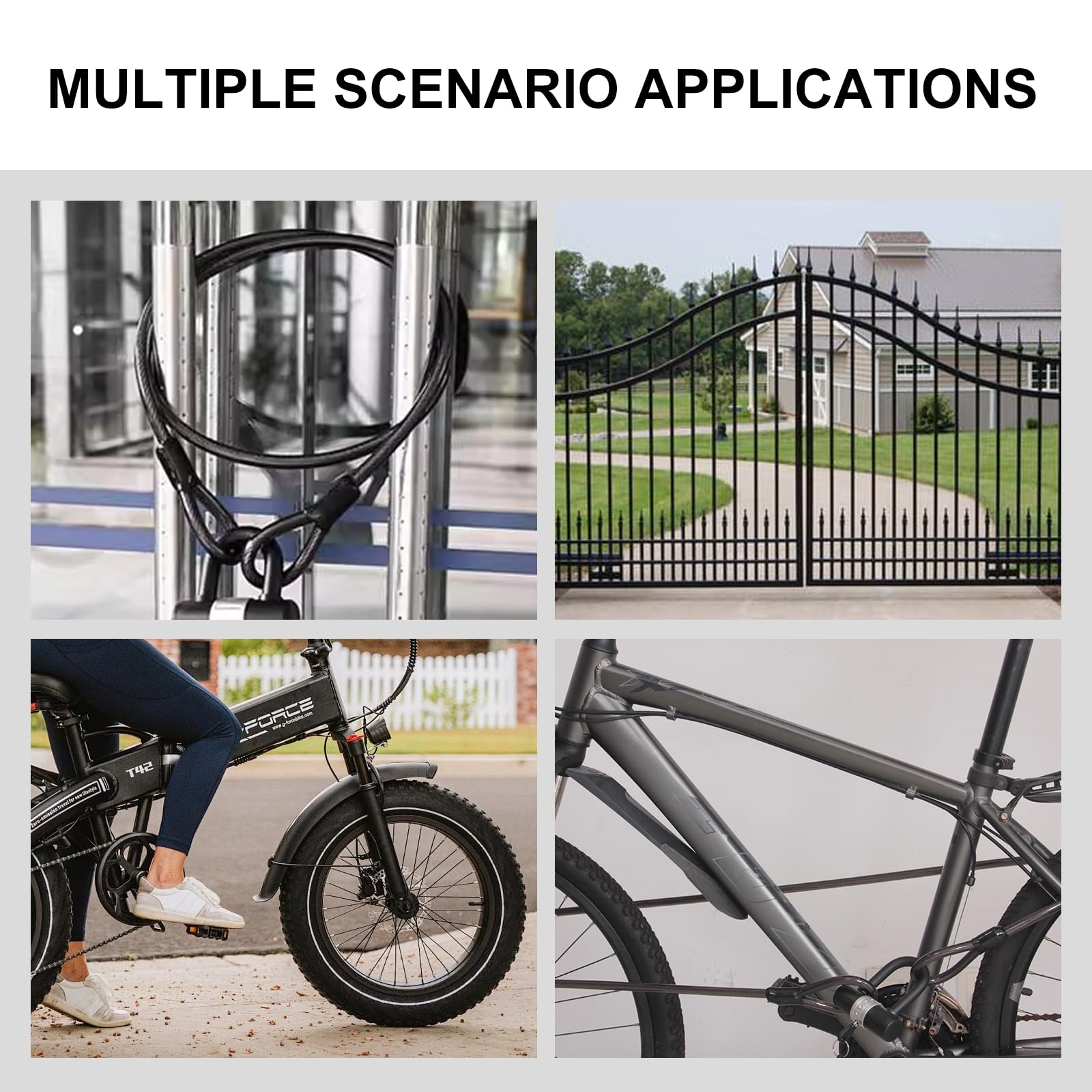 Venzio Cavo antifurto resistente da 12 mm con passanti, cavo di sicurezza in acciaio, catena antifurto rivestita in PVC, per biciclette, cancelli, griglie, generatori
