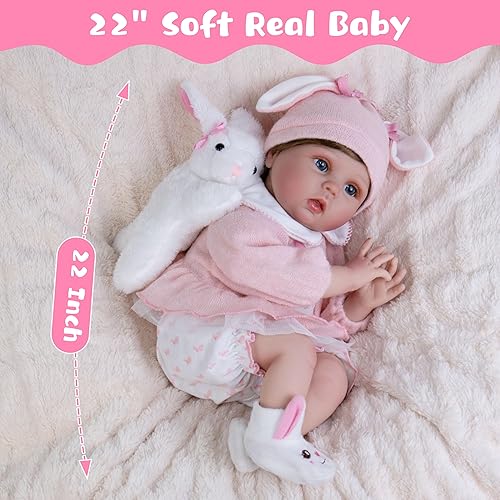Miniatura 3 de Muñeca de bebé realista de 22 pulgadas, muñecas de bebé realistas de tela suave, muñecas de bebé Reborn de la vida real con ropa y accesorios de