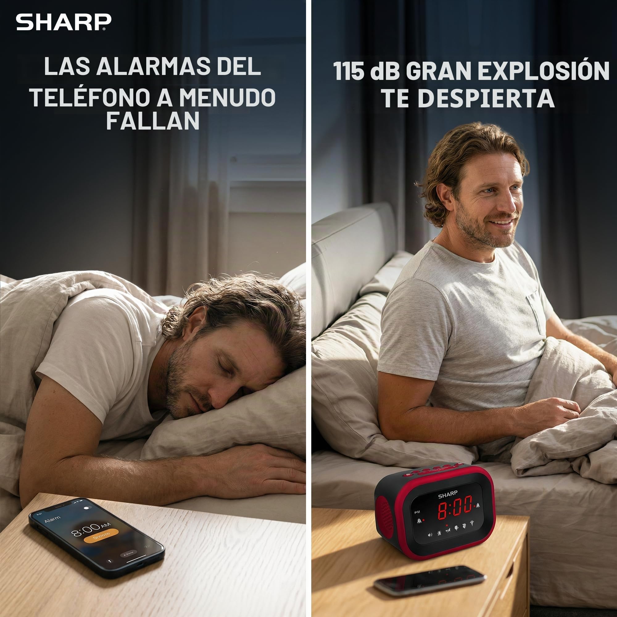 Sharp Big Bang Super Loud - Reloj despertador, color rojo
