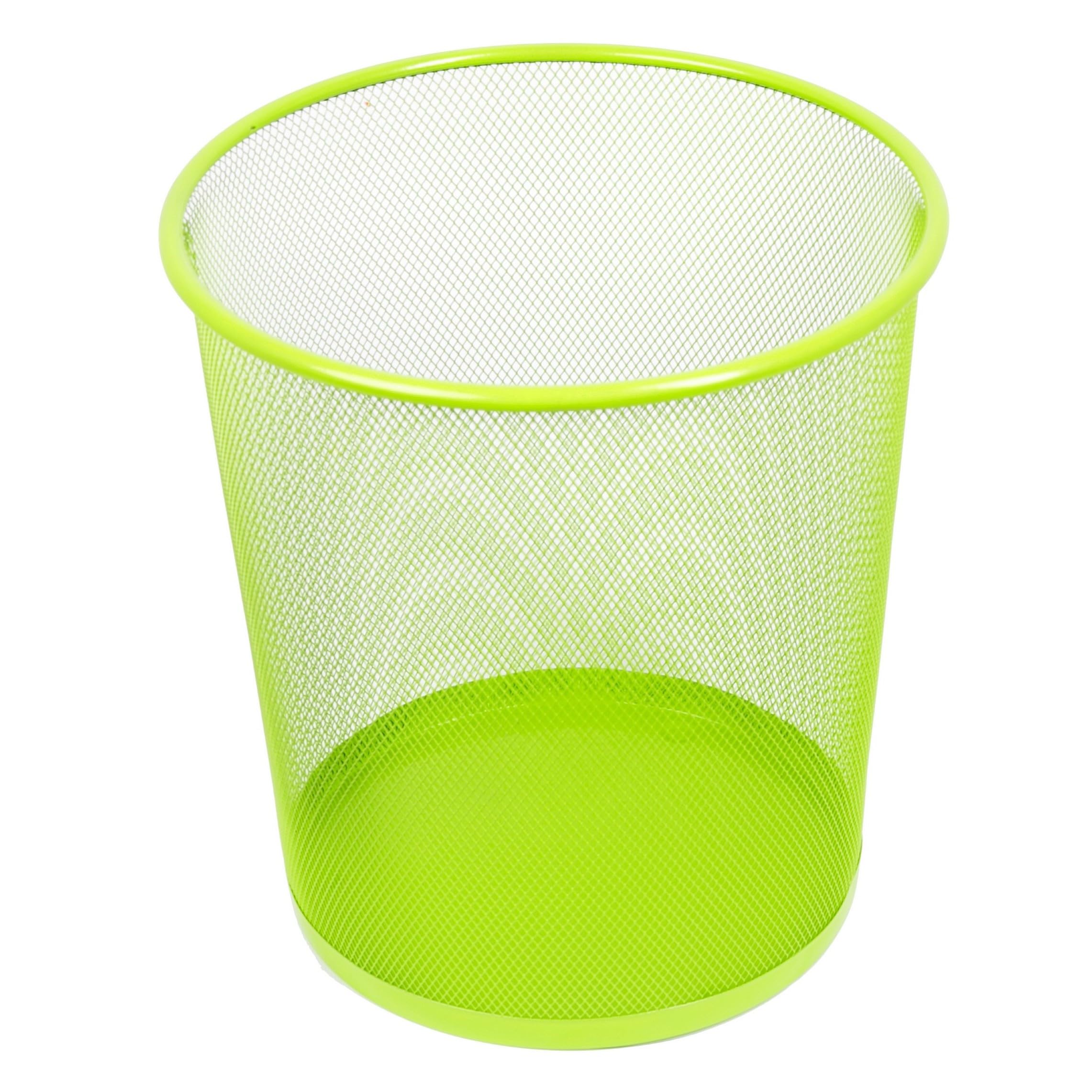 D.RECT KOMO Waste Paper Bin, 12 L Metal Waste Bin, Office, Round Rubbish Bin for Study, Kitchen, Sturdy Design, 266 x 218 x 280 mm, Lime Green