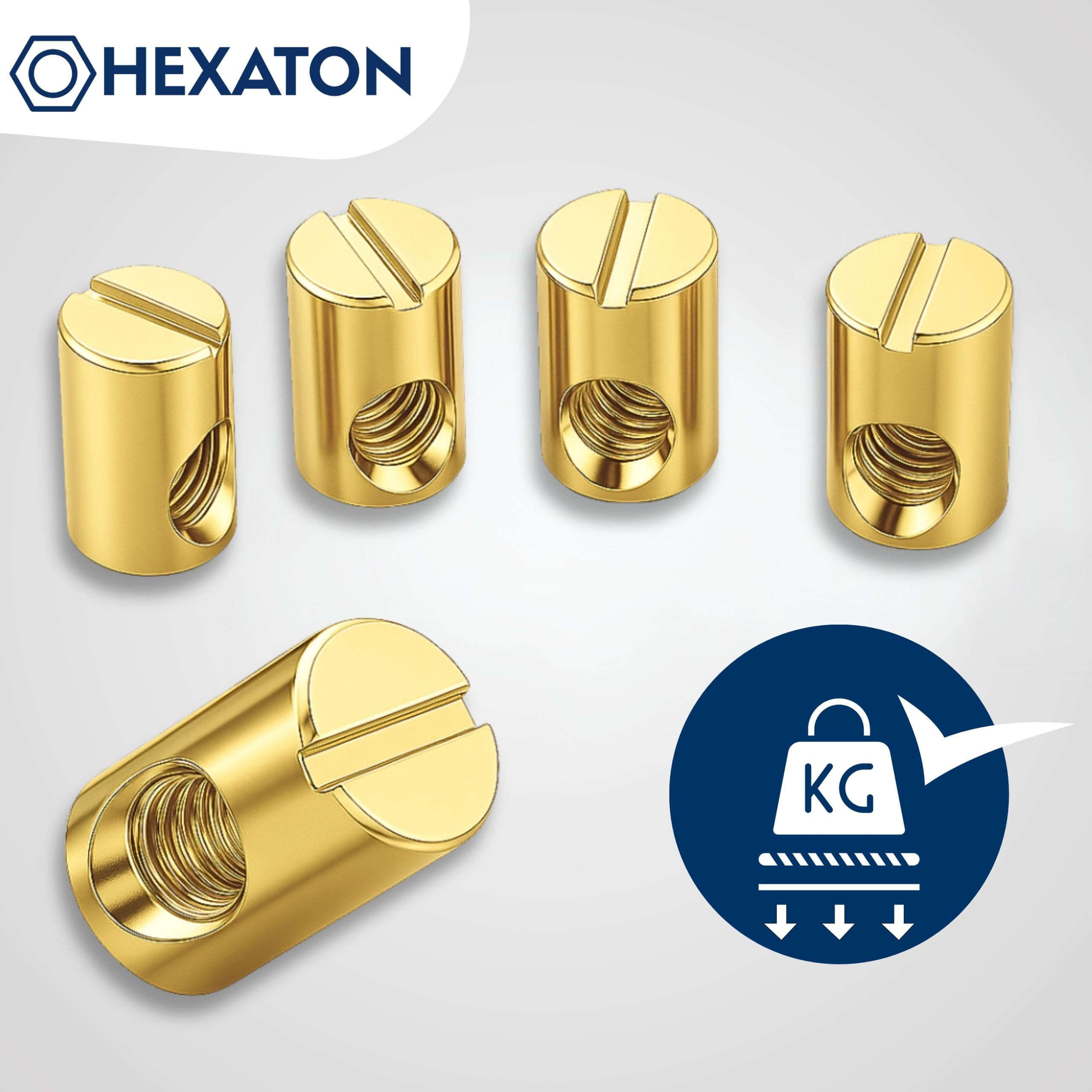 HEXATON Corps Écrous Cylindriques à fente chevilles Asymétrique - M6 x 10 x 16 mm - 100 pièces - Acier Galvanisé Jaune