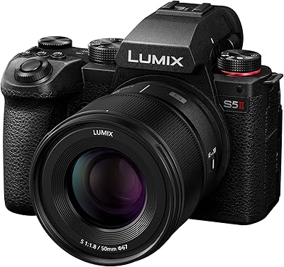 Panasonic LUMIX DC-S5 II Cámara Sin Lente De Marco Completo, Sin Espejo con Lente de 50 mm F1.8, 4K 60P y 6k 30P Grabación, Pantalla Movible, Wi-Fi, Phase Hybrid AF 779 Puntos, IS Activo, Negro
