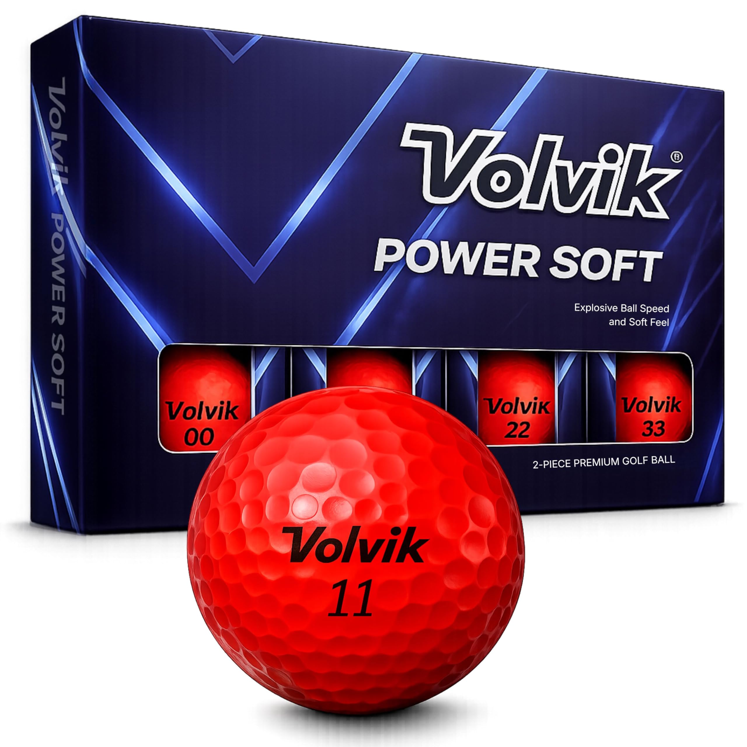 Volvik Powersoft Red Golf Balls – New for 2025, 75 Compression, Glossy, 2 Piece Single Core, Bold Red, 12 Pack