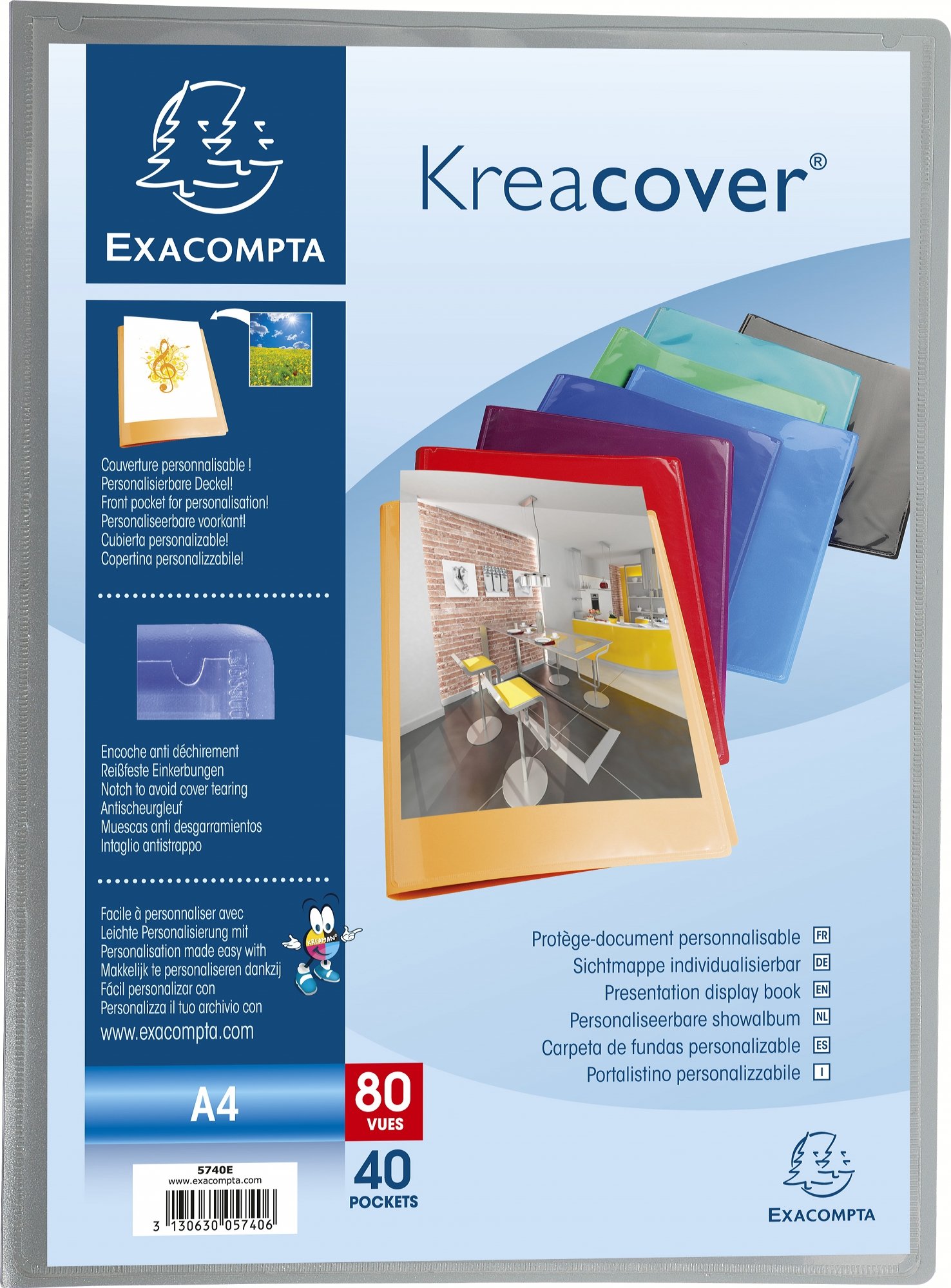 Image secondaire de EXACOMPTA Lot de 12 Protèges document personnalisable PP Kreacover 80 vues Coloris Aléatoire