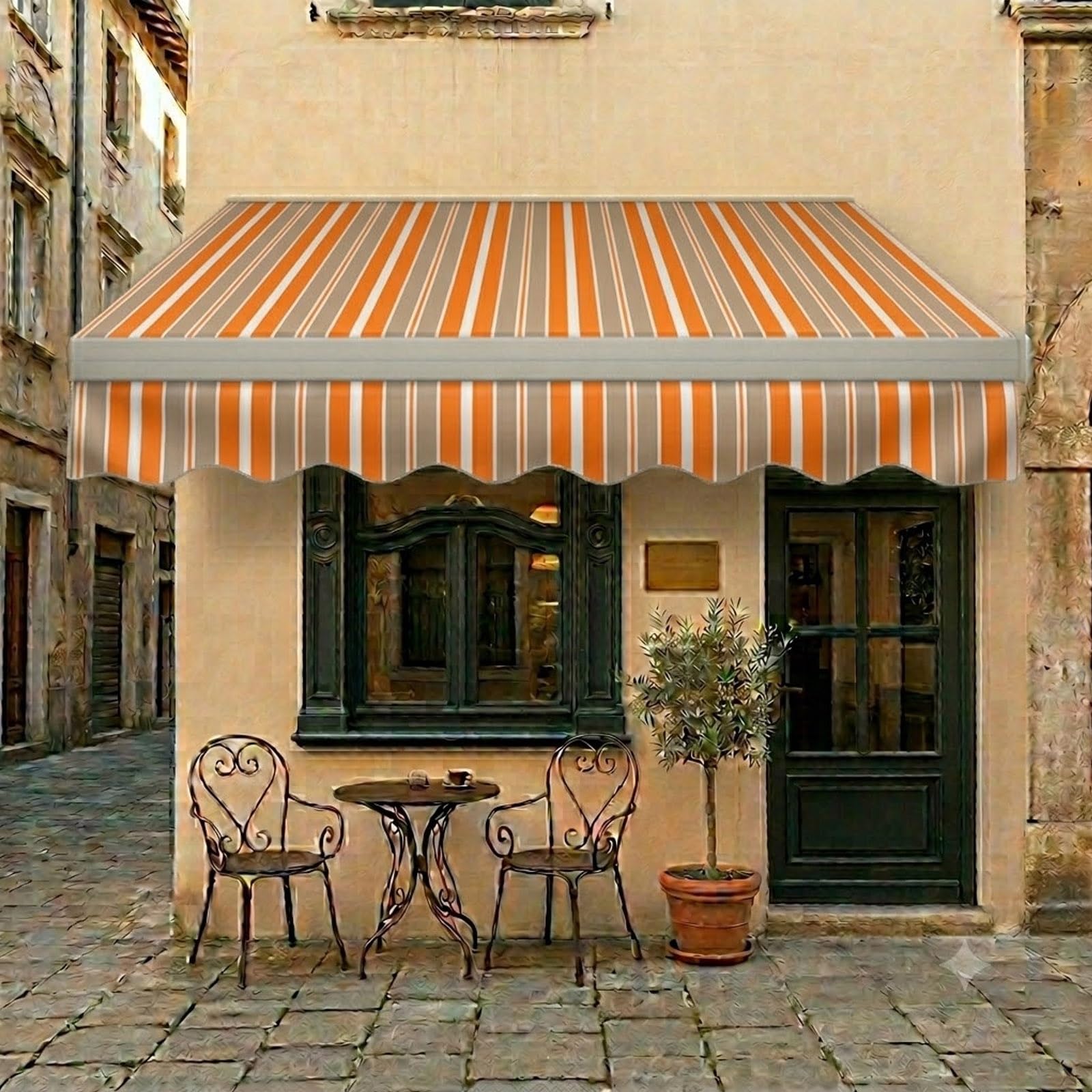 Yidlkecqey Retractable awnings for patio waterproof, patio awnings for outside retractable, window awnings exterior，porch covers for shade and rain waterproof,for courtyards(Type I,13x6.5ft)