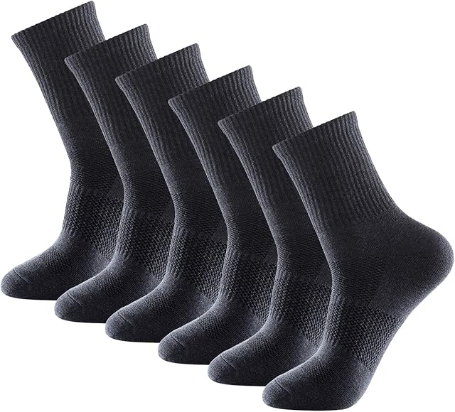 Pauboland Men's Anti Sweat Stink Free Quick Dry Sports Quarter Crew Hiking Socks