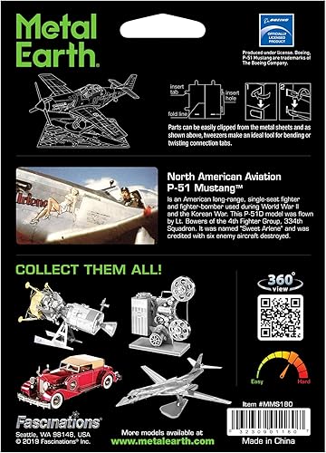 Miniatura 2 de Metal Earth P-51 Mustang 3D Kit de Modelo de Metal Paquete con Pinzas Fascinaciones