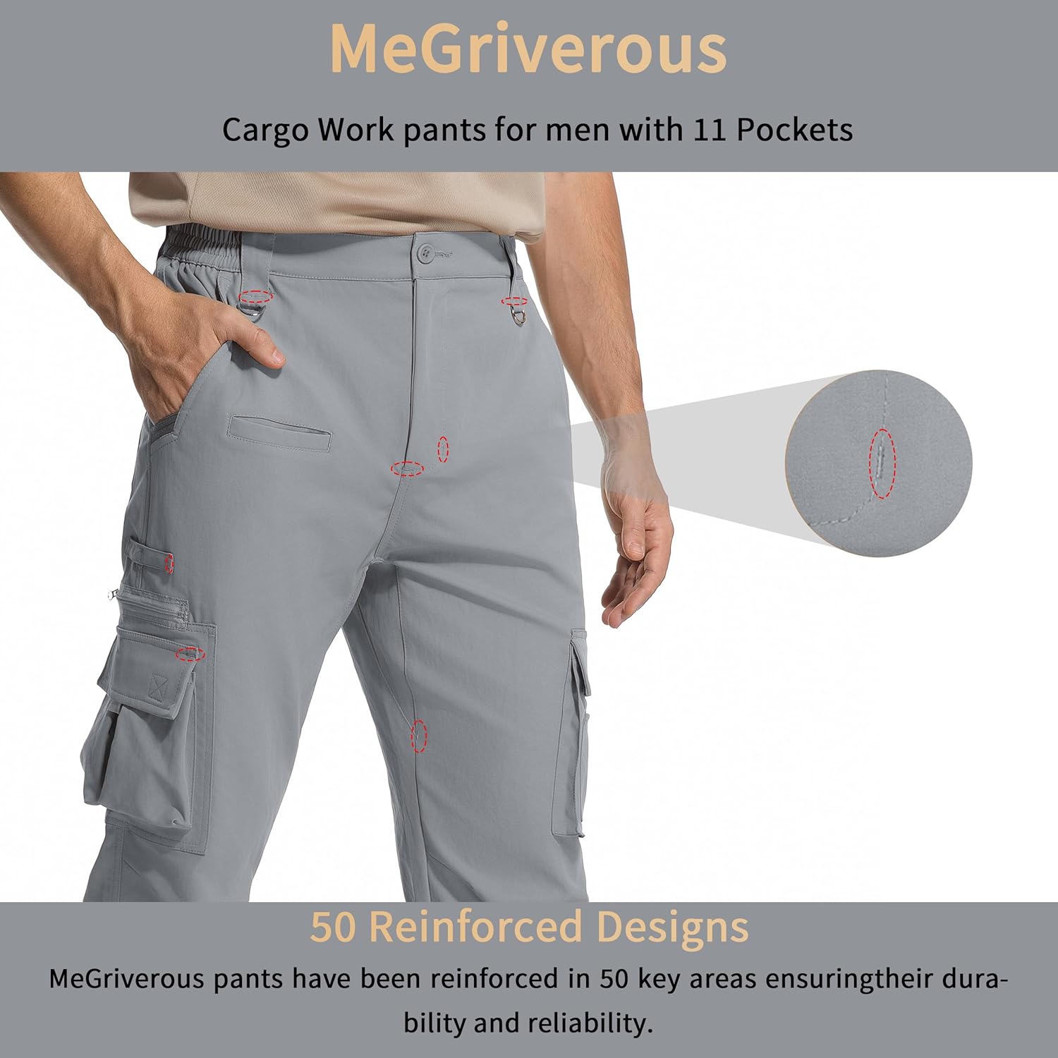 Men's Work Pants for Men Hiking Cargo Pants Water Resistant Stretch Tactical Outdoor Trousers with Pockets