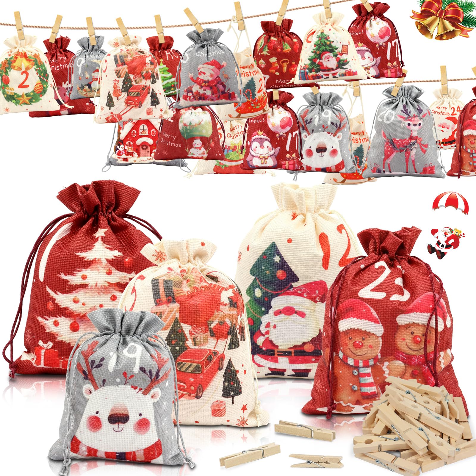 DuneDesign Adventskalender Om Zelf Te Vullen 2025 DIY 24 Stoffen Zakjes Met Slinger En Stickerset Kerstkalender Adventszakjes Kinderen 2857059007