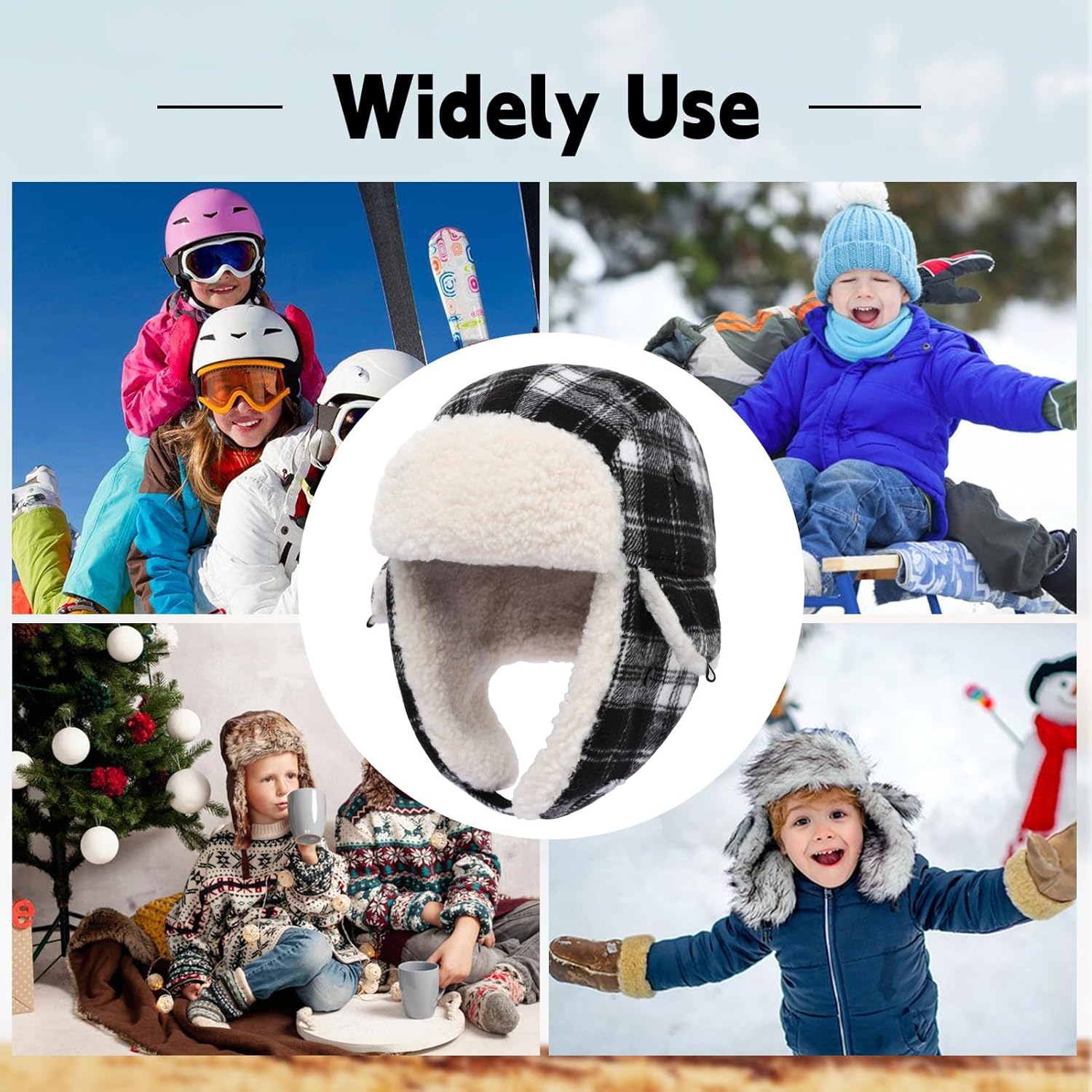 Kids Winter Trapper Hat Toddler Outdoor Warm Windproof Ushanka Aviator Hat Sherpa Fleece Lined Ski Cap for Boys Girls 1T-8T - Image 6