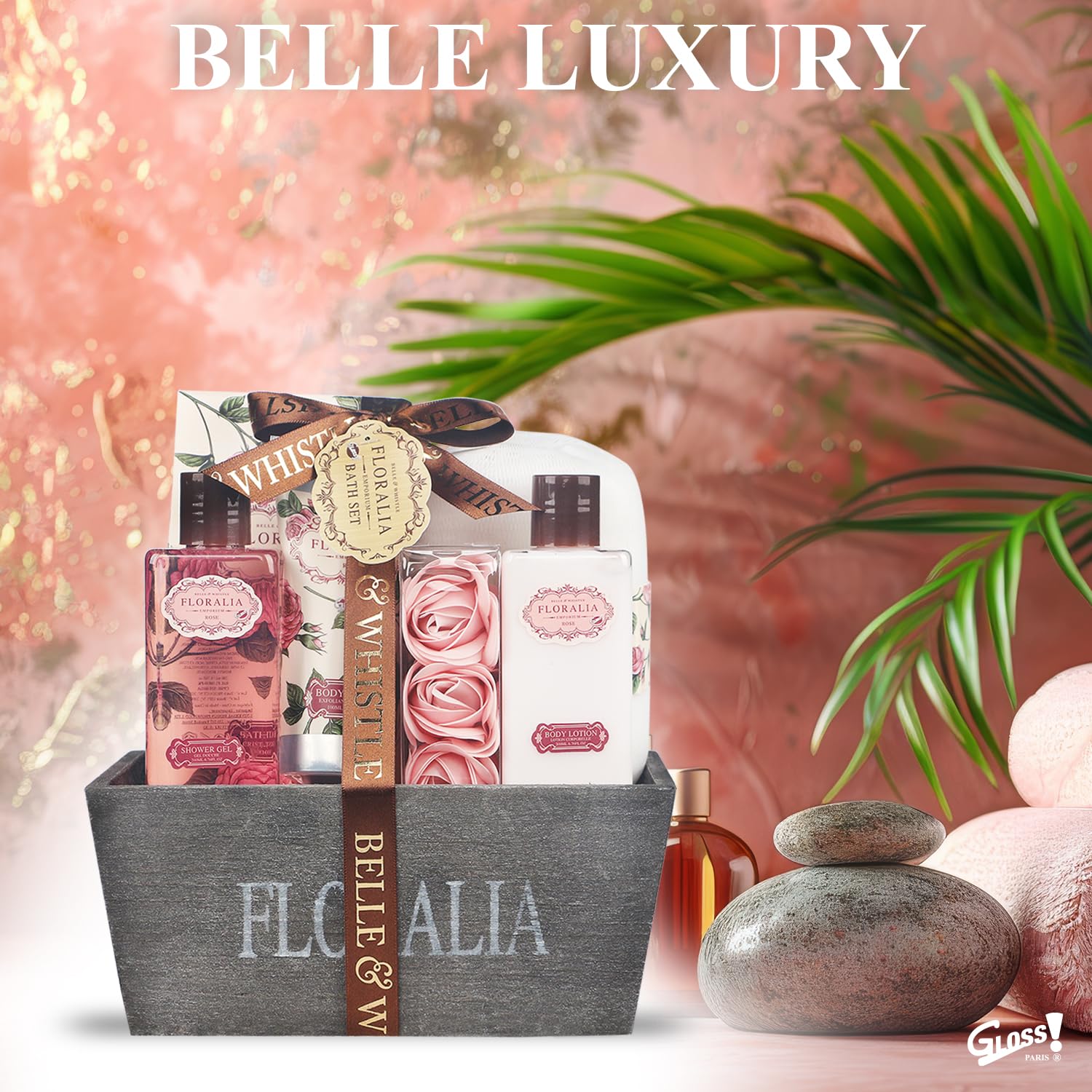 GLOSS ! Cofanetto da bagno ROSE – Prodotti benessere – Cofanetto regalo originale per donna, compleanno, festa della mamma, Natale, San Valentino - CORBEILLE